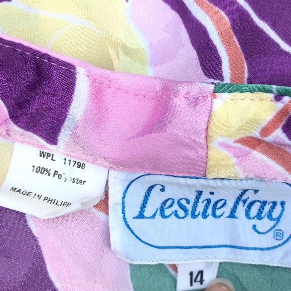 Vintage 80’s pink abstract orchid floral secretary dress - Picture 9 of 9